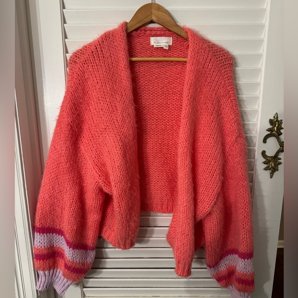 Anthropologie cardigan One Size fits most Oversized orange with stripes